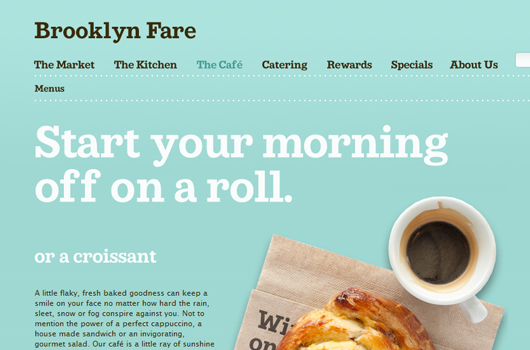 Webseite von Brooklyn Fare