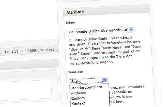 Seiten-Templates anlegen.