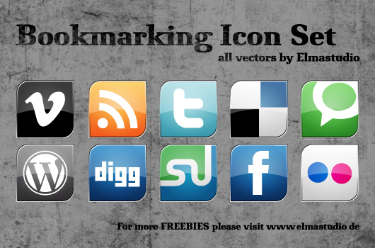 Social Bookmarking Icon Set von Elmastudio