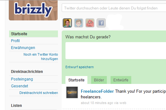 Twitter und Facebook mit Brizzly