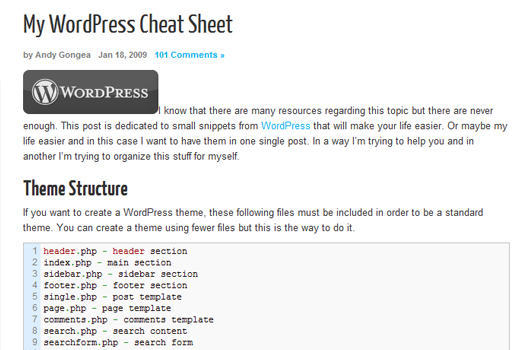 WordPress Cheat Sheets