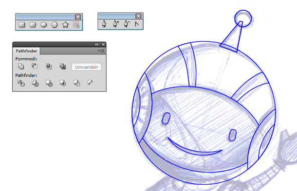 Roboter Maskottchen Illustrator Tutorial