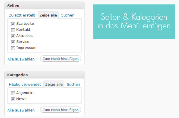 WordPress Custom Menues nutzen