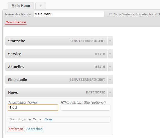 WordPress Custom Menues nutzen