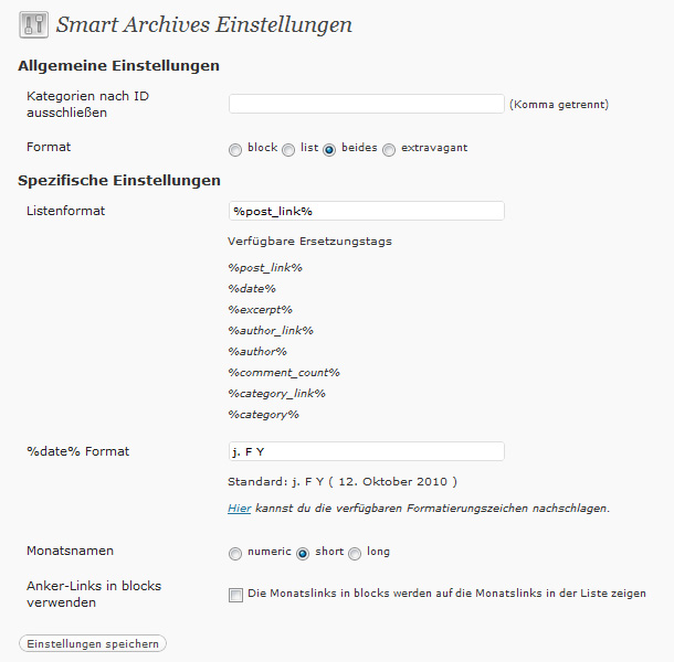 WordPress Artikel Archiv