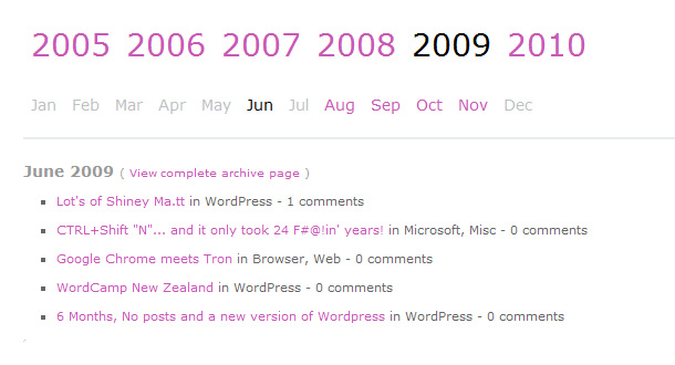 WordPress Artikel Archiv