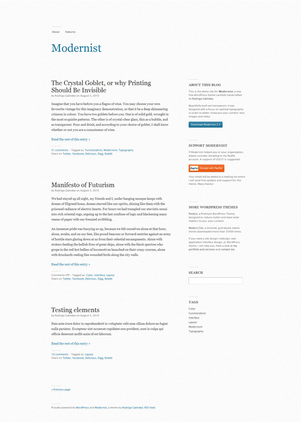 minimalistische WordPress Blog Themes