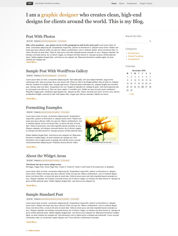 minimalistische WordPress Blog Themes