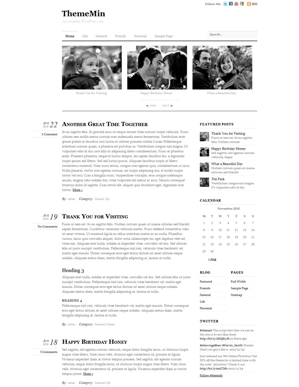 minimalistische WordPress Blog Themes