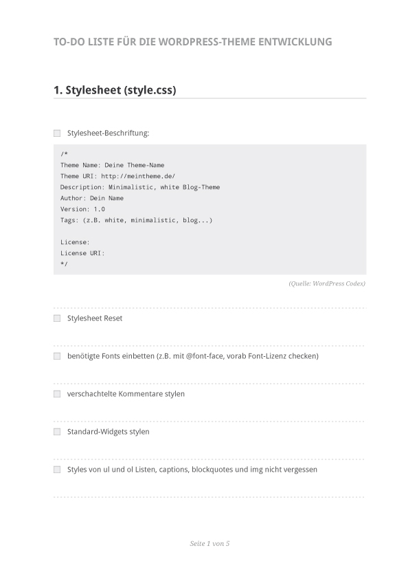 to-do Liste WordPress Theme Programmierung