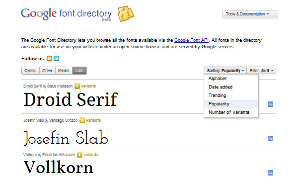 Google Web Fonts