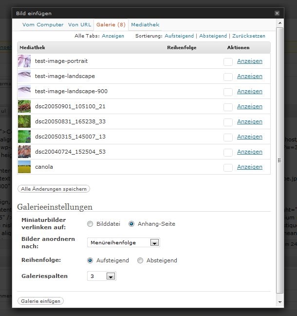 WordPress Bildergalerie nutzen