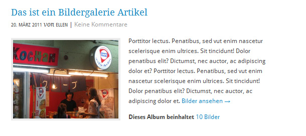 Artikel-Formatvorlage Bildergalerie in WordPress