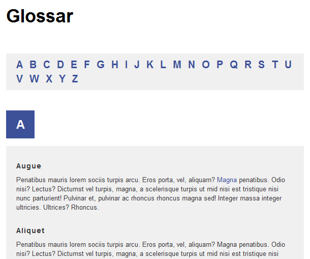 Glossar in HTML und CSS erstellen