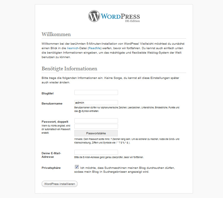 WordPress selbst-gehostet installieren