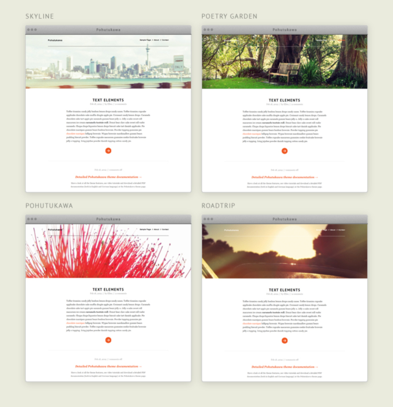 Pohutukawa WordPress Theme Headerbilder