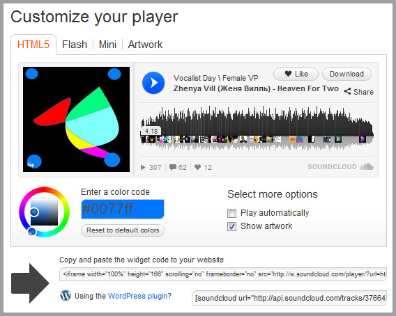 Soundcloud Player für WordPress Audio Post Formats