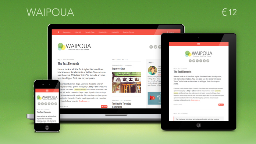 Premium responsive WordPress Theme Waipoua