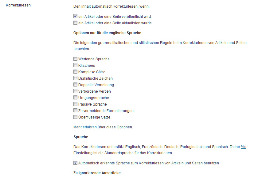 Korrekturlesen in WordPress