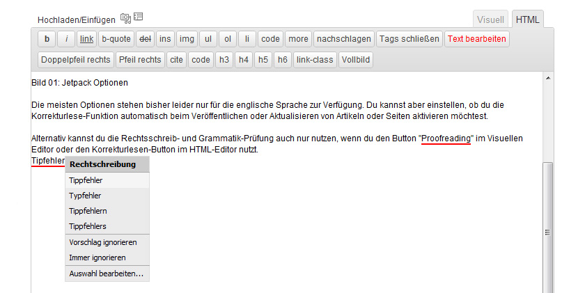Korrekturlesen in WordPress