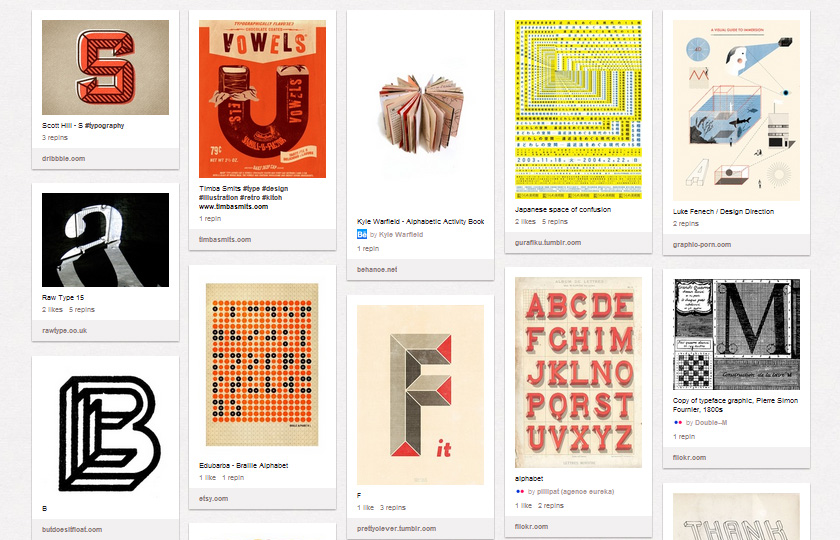 Pinterest Boards für Typografie