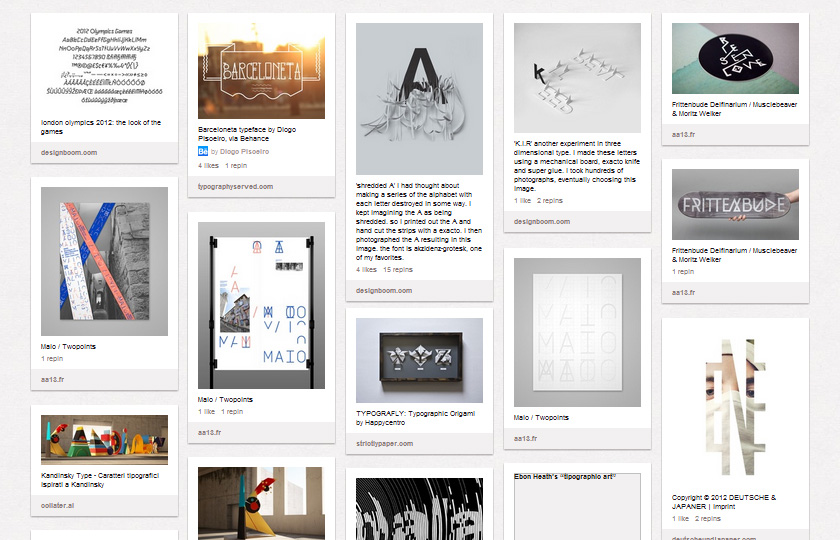 Pinterest Boards für Typografie