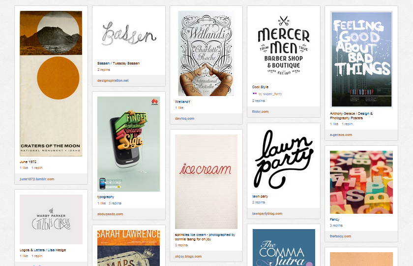 Pinterest Boards für Typografie