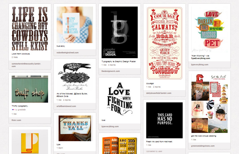 Pinterest Boards für Typografie