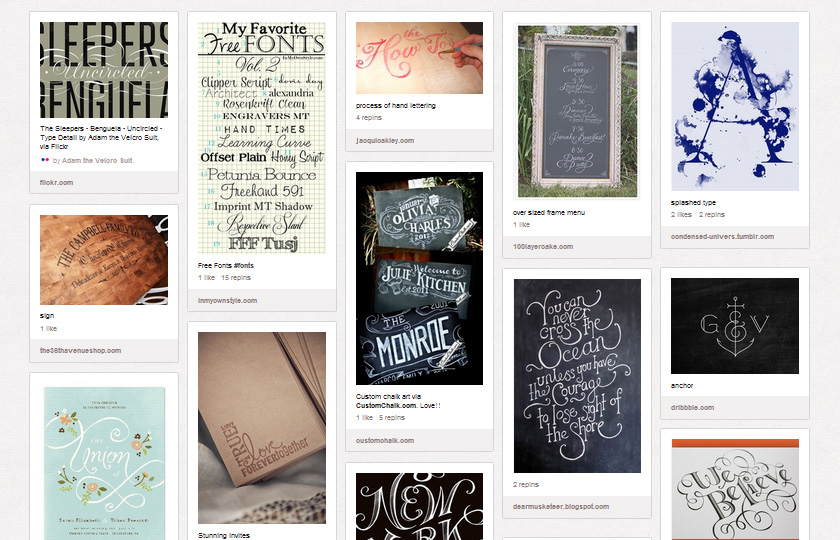 Pinterest Boards für Typografie