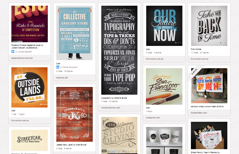 Pinterest Boards für Typografie