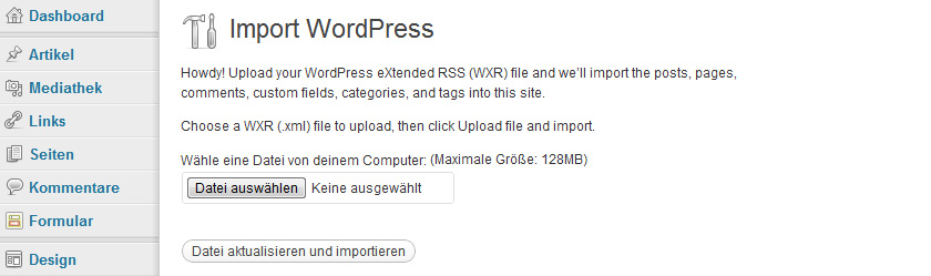 WordPress Daten importieren