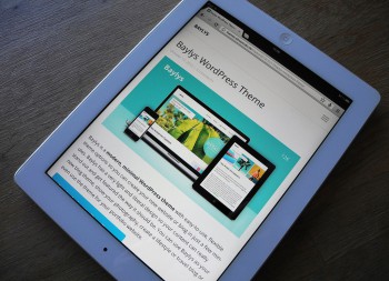 iPad-Ansicht des Baylys WordPress Themes