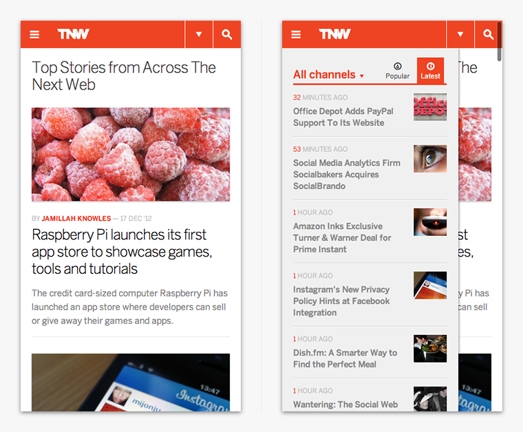 Off Canvas auf thenextweb.com