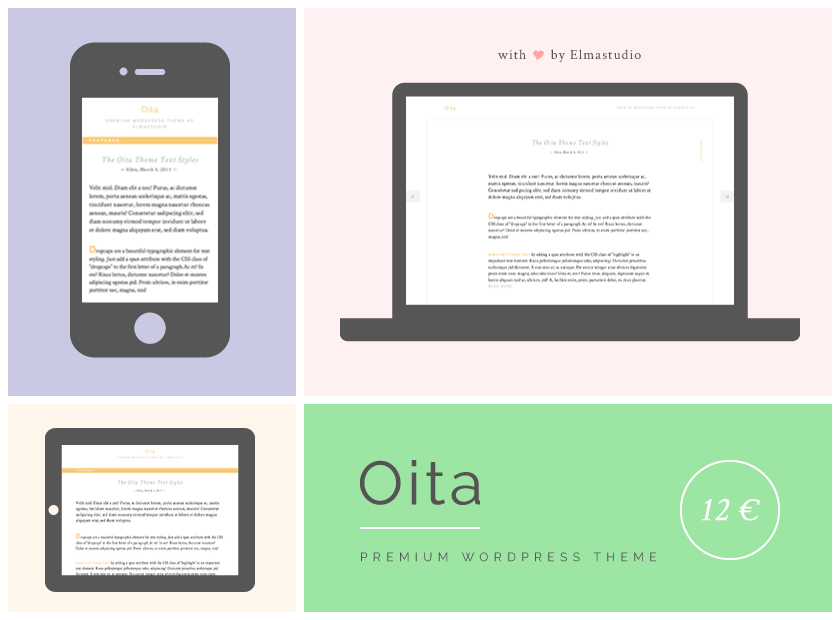 Oita: Premium responsive, Off-Canvas WordPress Theme für Minimalisten und Typo-Fans