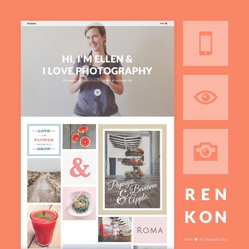 Renkon: Premium Fotografie WordPress-Theme mit Grid-Layout, Off Canvas Sidebar und großem Headerbild