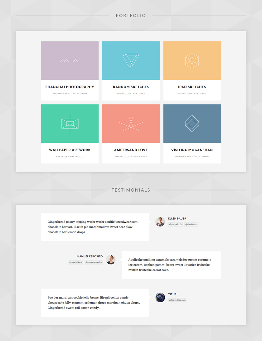 Portfolio and Testimonials widgets for your pages.
