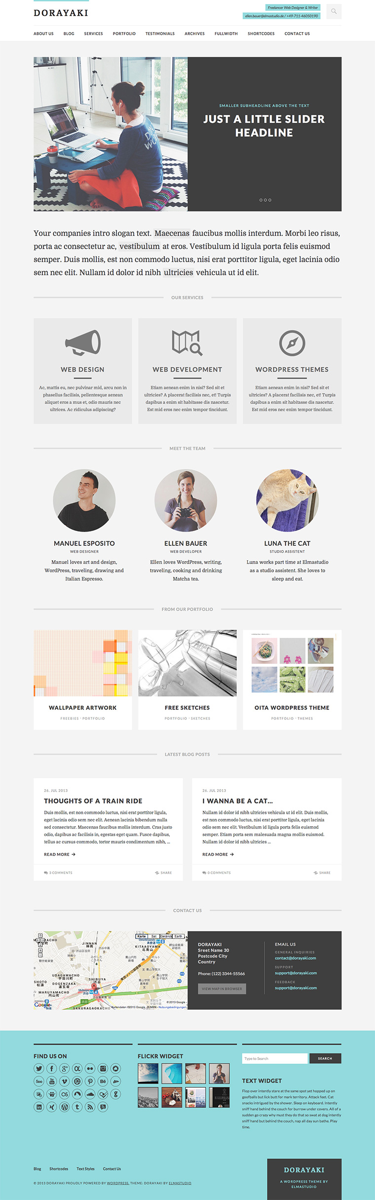 Erste Vorschau des neuesten Elmastudio WordPress Themes Dorayaki.