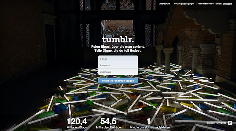 Die Blog-Anmeldung bei Tumblr.