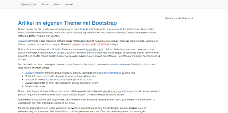 Am Ende des Tutorials hast du ein Theme erstellt, das so aussieht: Das typische Bootstrap-Design