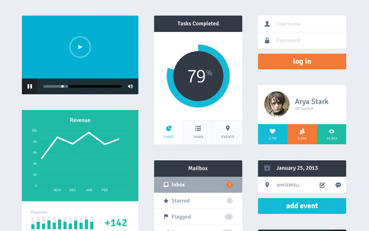 Flat Design UI Freebie Kit von Riki Tanone auf Dribbble.