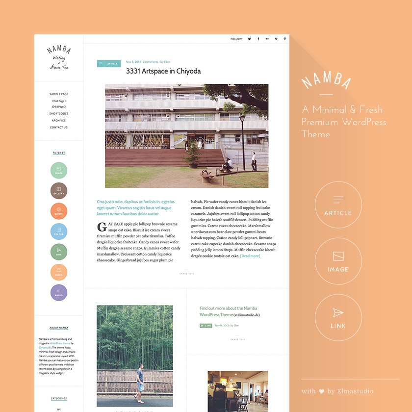 Namba: Meet the newest Premium Blog/Magazine WordPress Theme by Elmastudio!