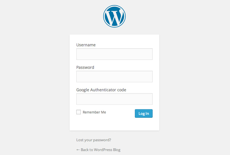 Der Google Authenticator Code muss im WordPress-Login eingetragen  werden.