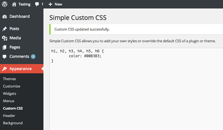 Simple Custom CSS in the WordPress admin panel.