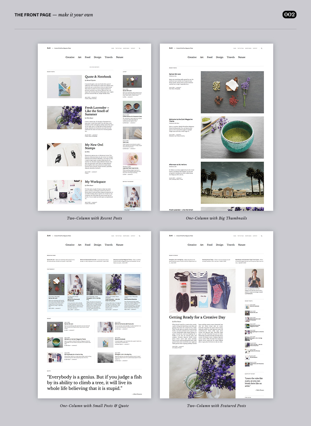 The Zuki Front Page offers a huge variety of layout options.