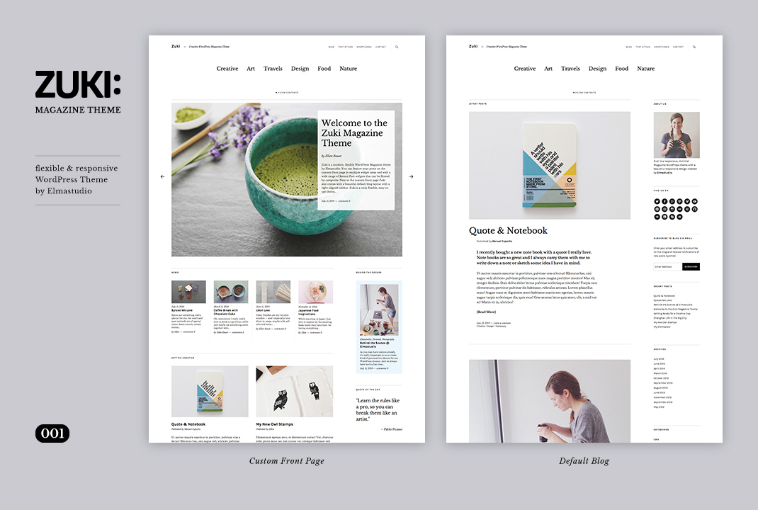 Zuki: The newest, super flexible, minimal WordPress Magazine Theme by Elmastudio