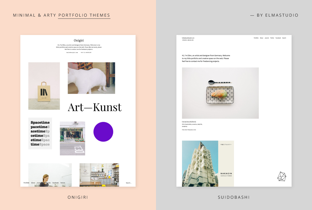 Onigiri and Suidobashi: Our two new minimal Portfolio WordPress Themes for Creatives