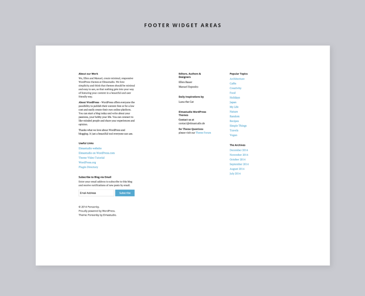 Die Footer-Widgets im Ponsonby Theme.