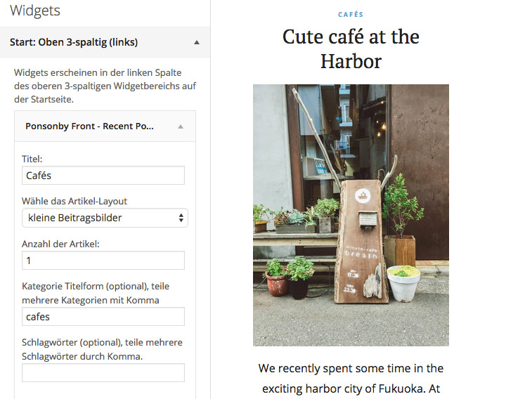 Das Ponsonby Artikel-Widget.