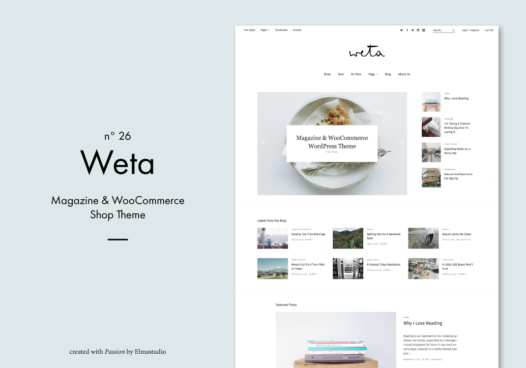 Weta: Ein Magazin & WooCommerce Shop WordPress Theme von Elmastudio