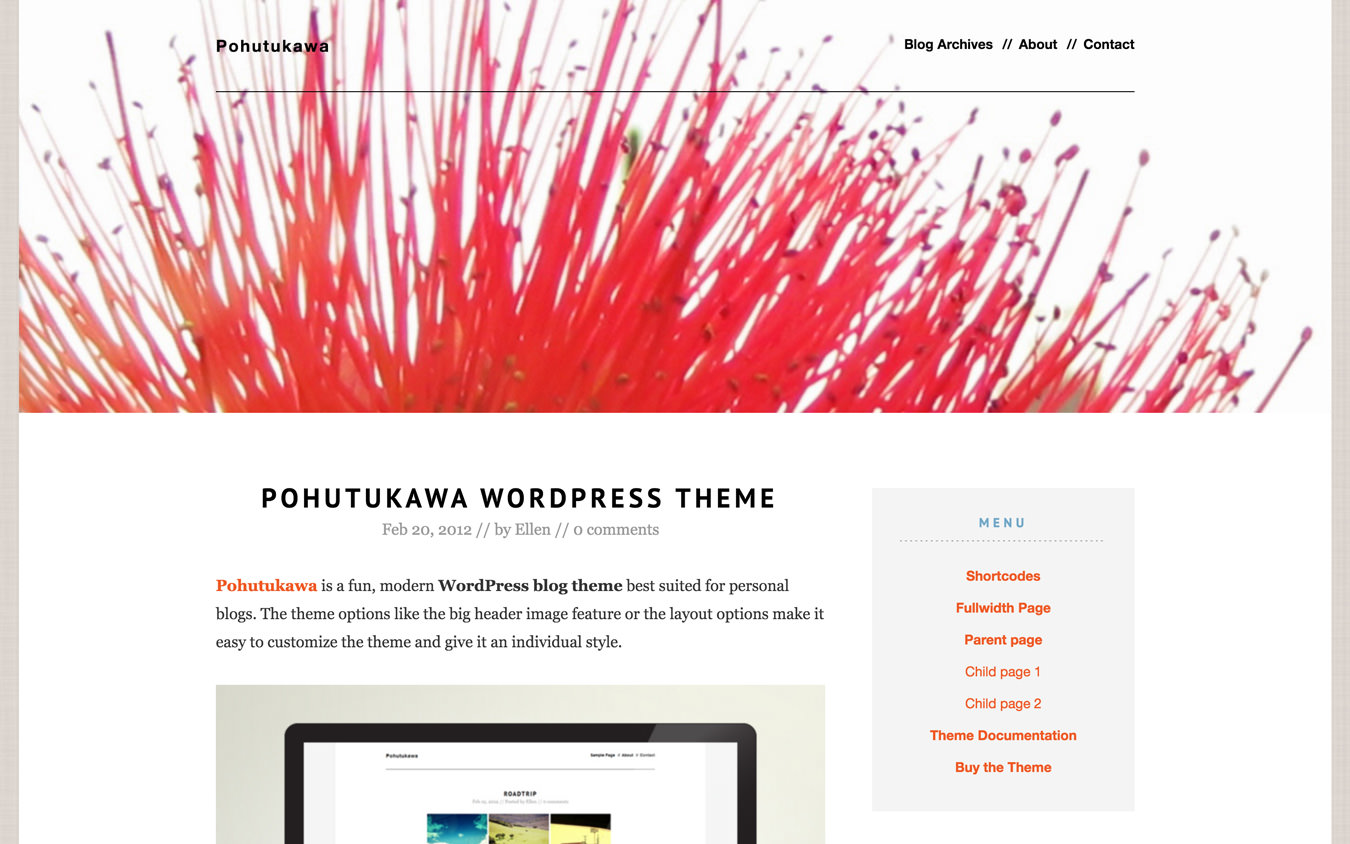 Pohutukawa WordPress Theme